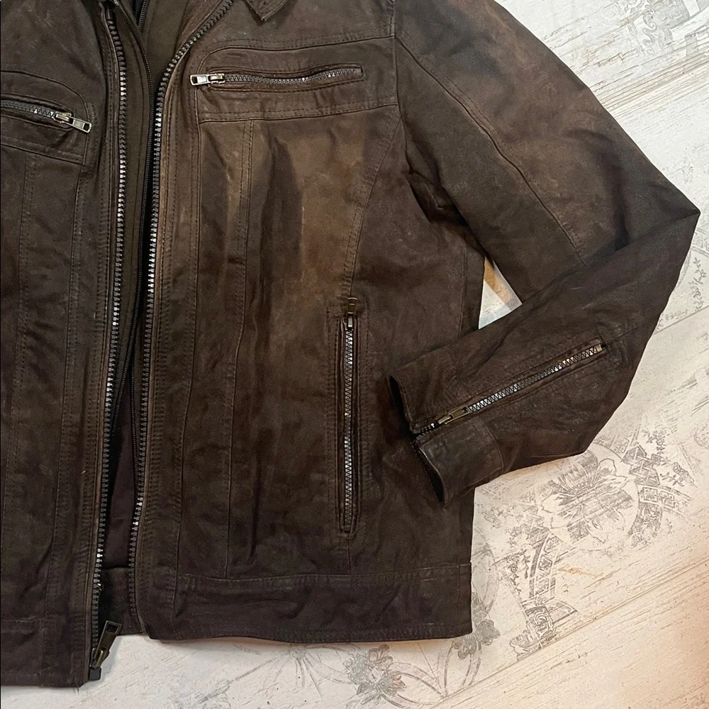 Black Rivet Brown Genuine Leather Jacket Size Medium